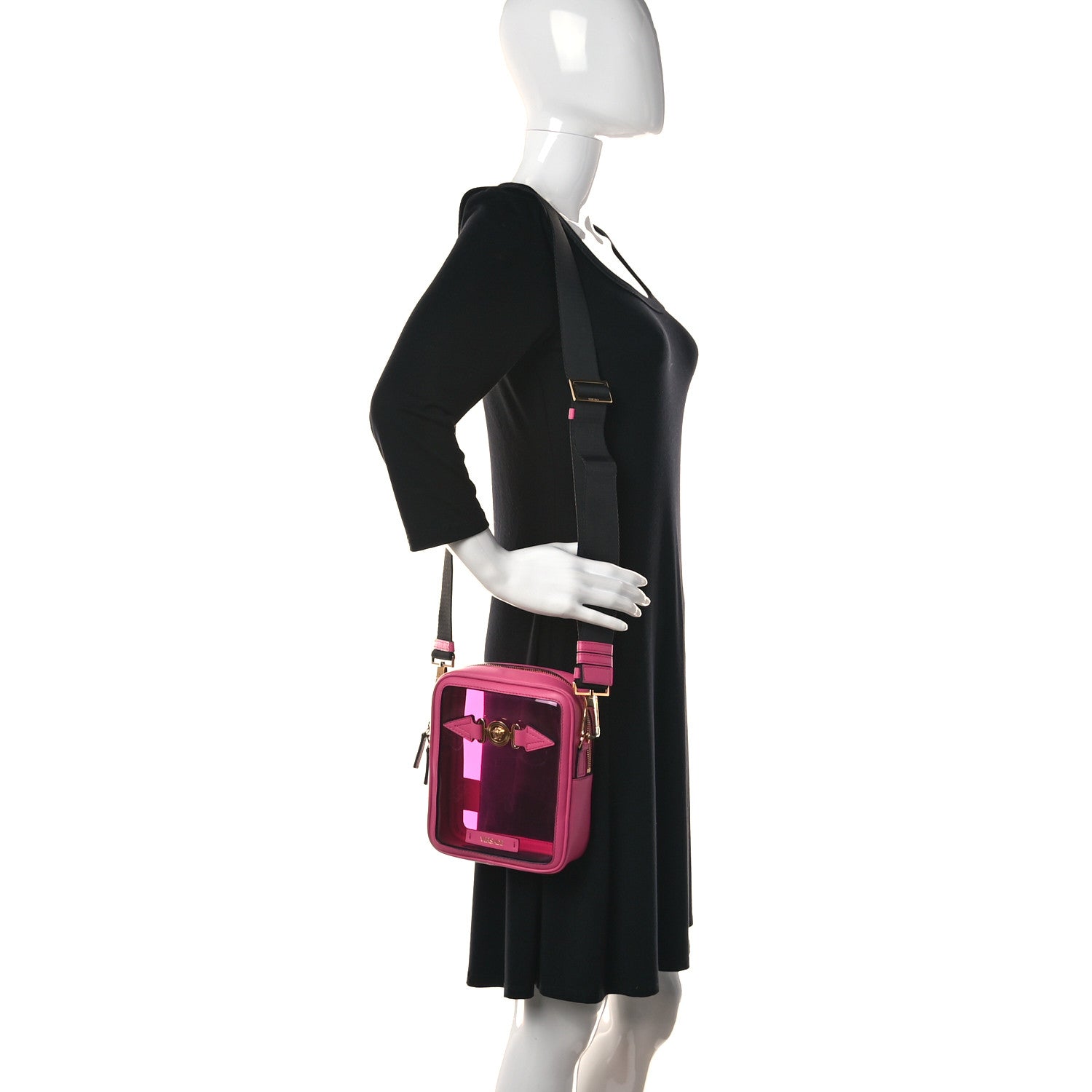 Versace PVC Rubber Medusa Biggie Pouch Bag Fuchsia 2 of 9