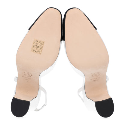 Chanel Lambskin Grosgrain Cap Toe CC Slingback Pumps 36 White Black 7 of 10