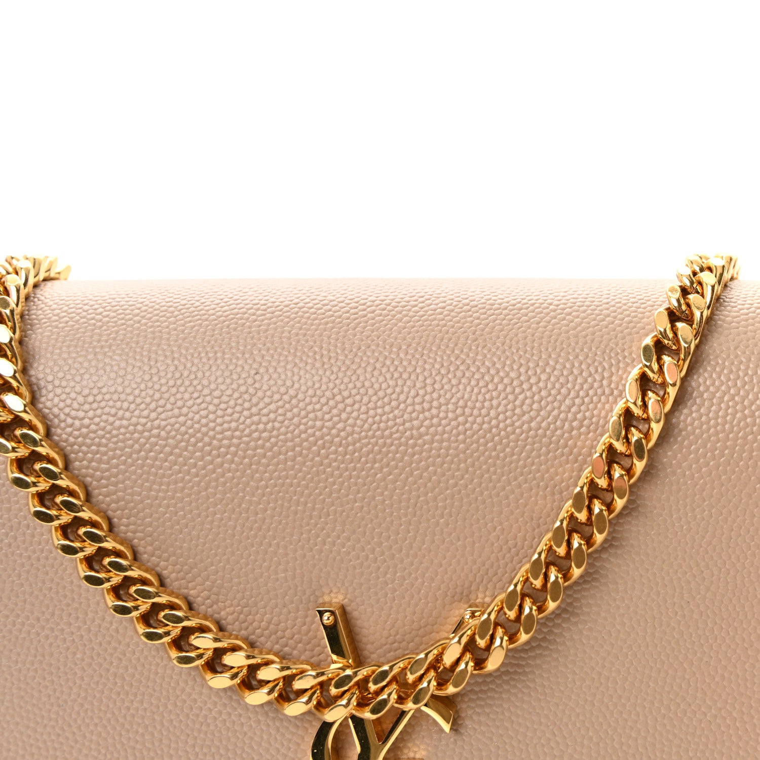 Saint Laurent Grain De Poudre Medium Monogram Kate Satchel Dark Beige 7 of 10