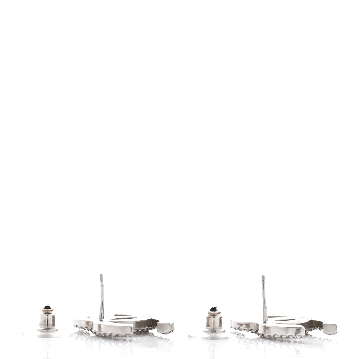 Crystal Large CC Earrings Silver