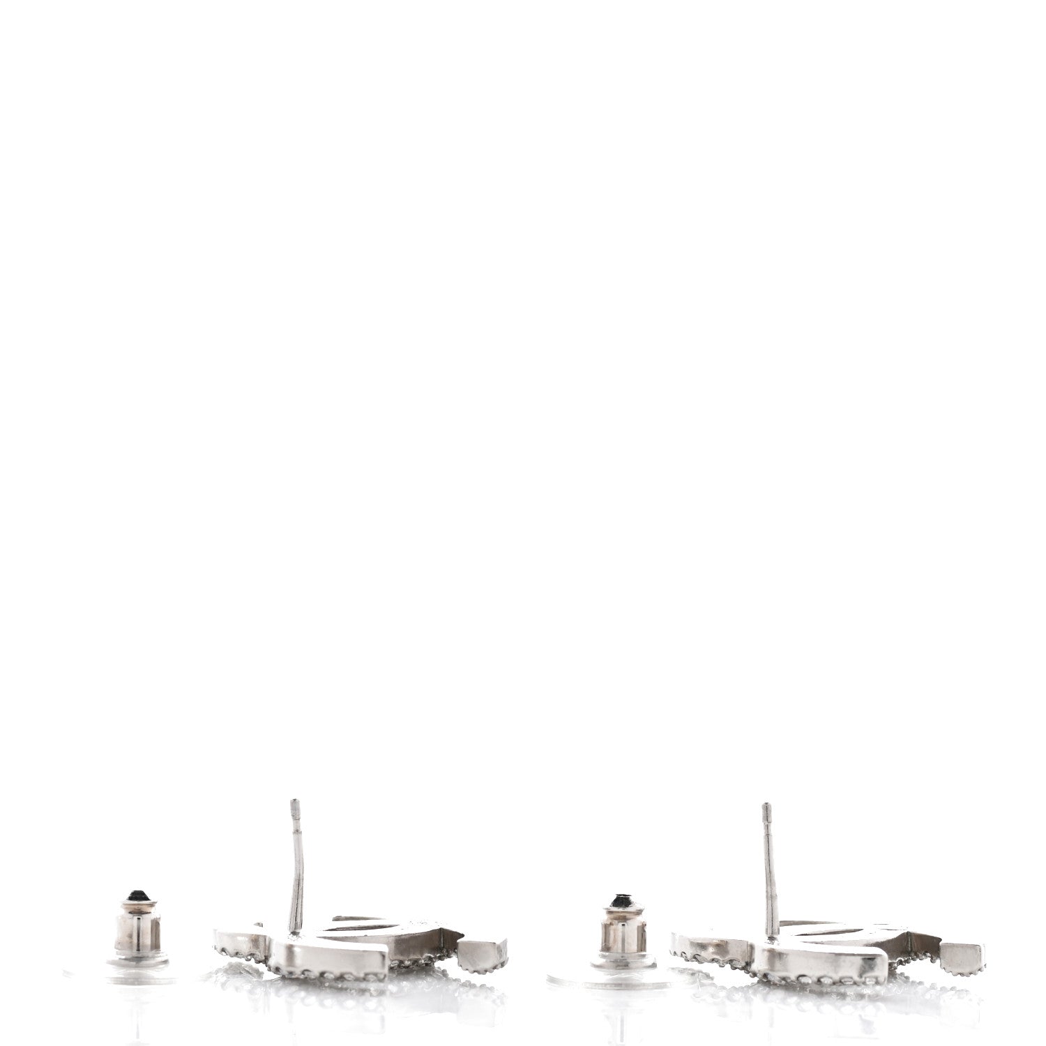 Chanel Crystal Large CC Earrings Silver 4 of 5
