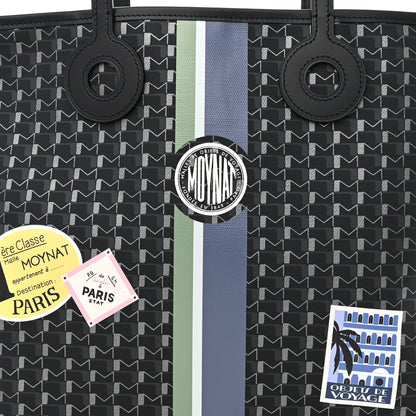 Moynat Grained Calfskin Canvas 1920 Oh! Tote Ruban MM  Carbon Silver 8 of 10