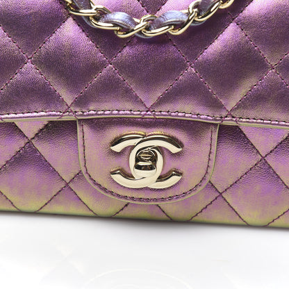 Chanel Iridescent Lambskin Quilted Mini Rectangular Flap Purple 10 of 10