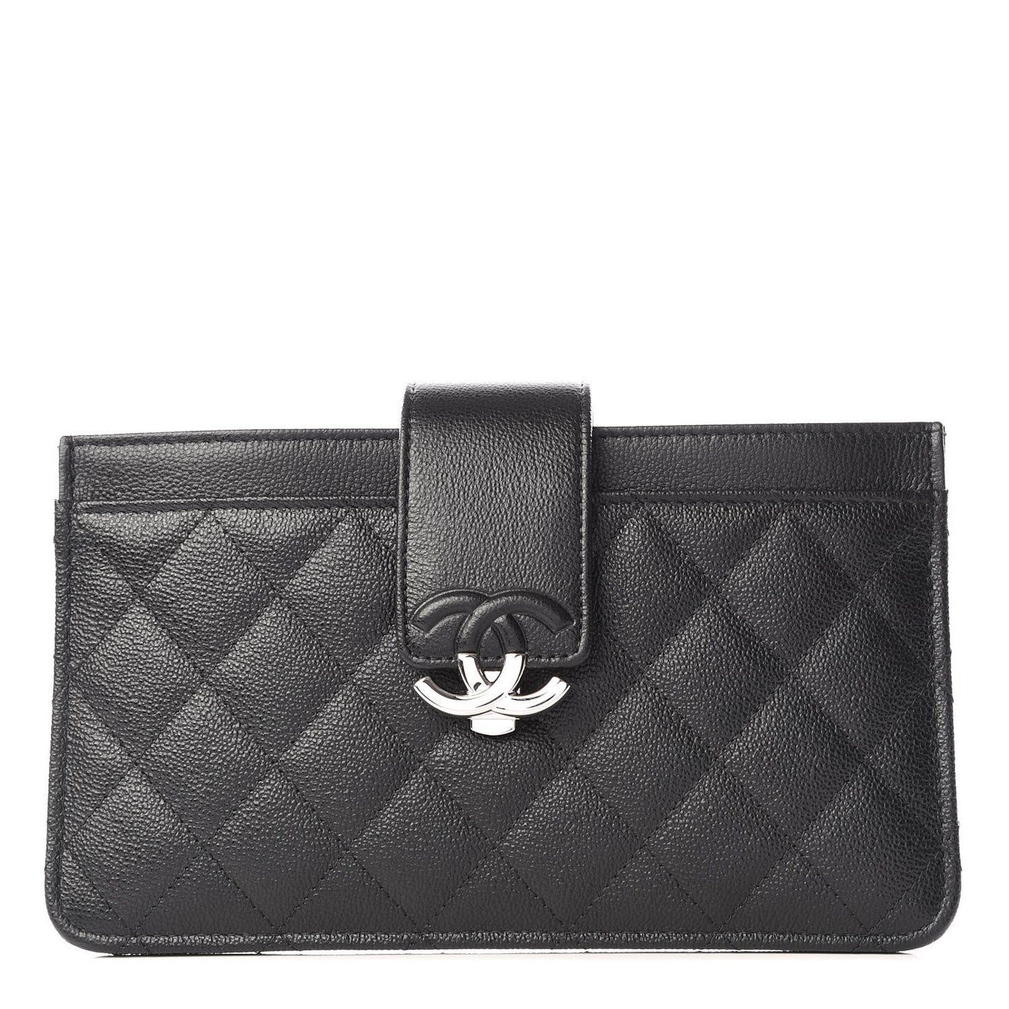 Caviar Quilted CC Box Strap Pouch Black