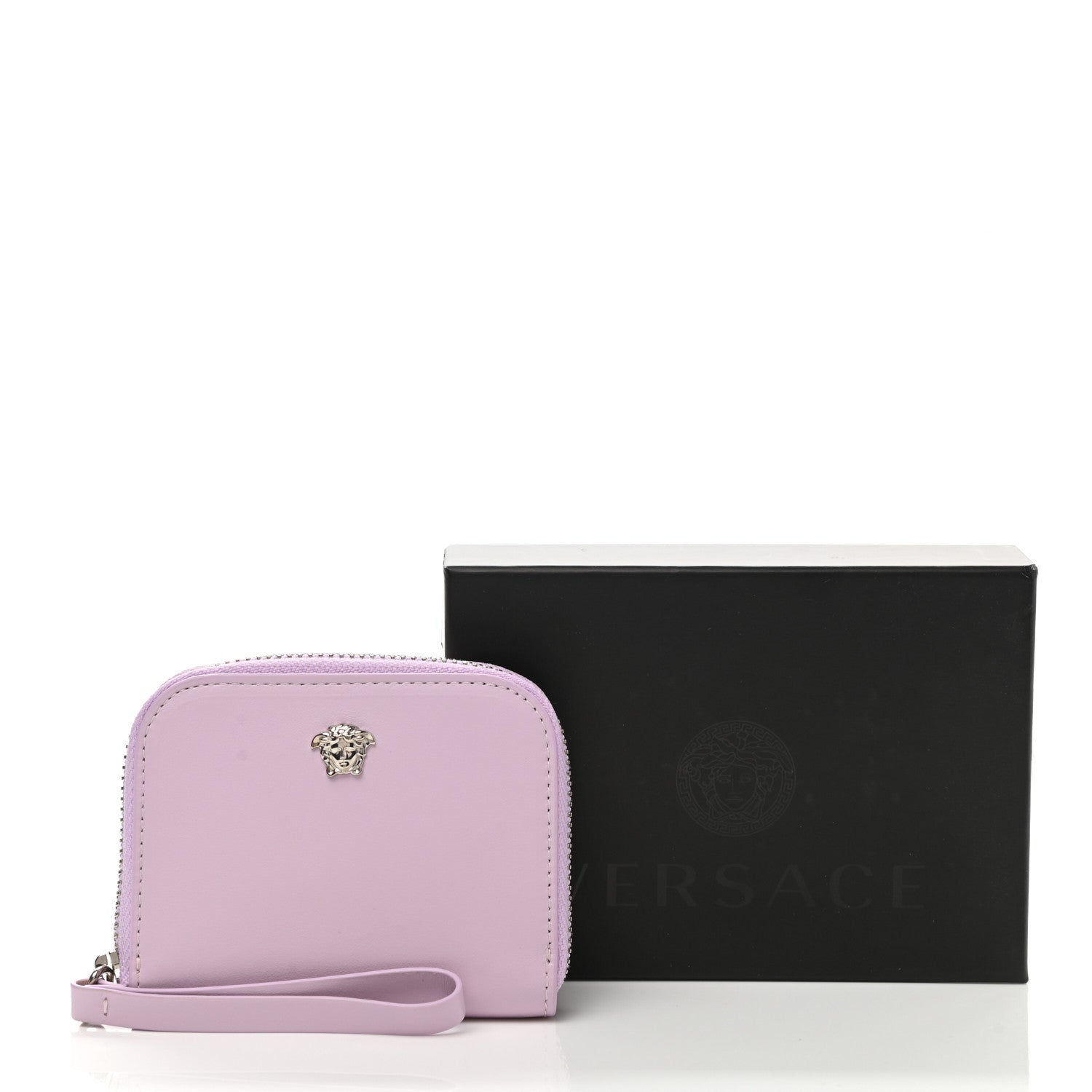 Versace Calfskin Medusa Compact Zip Around Wallet Desert Pink 7 of 7