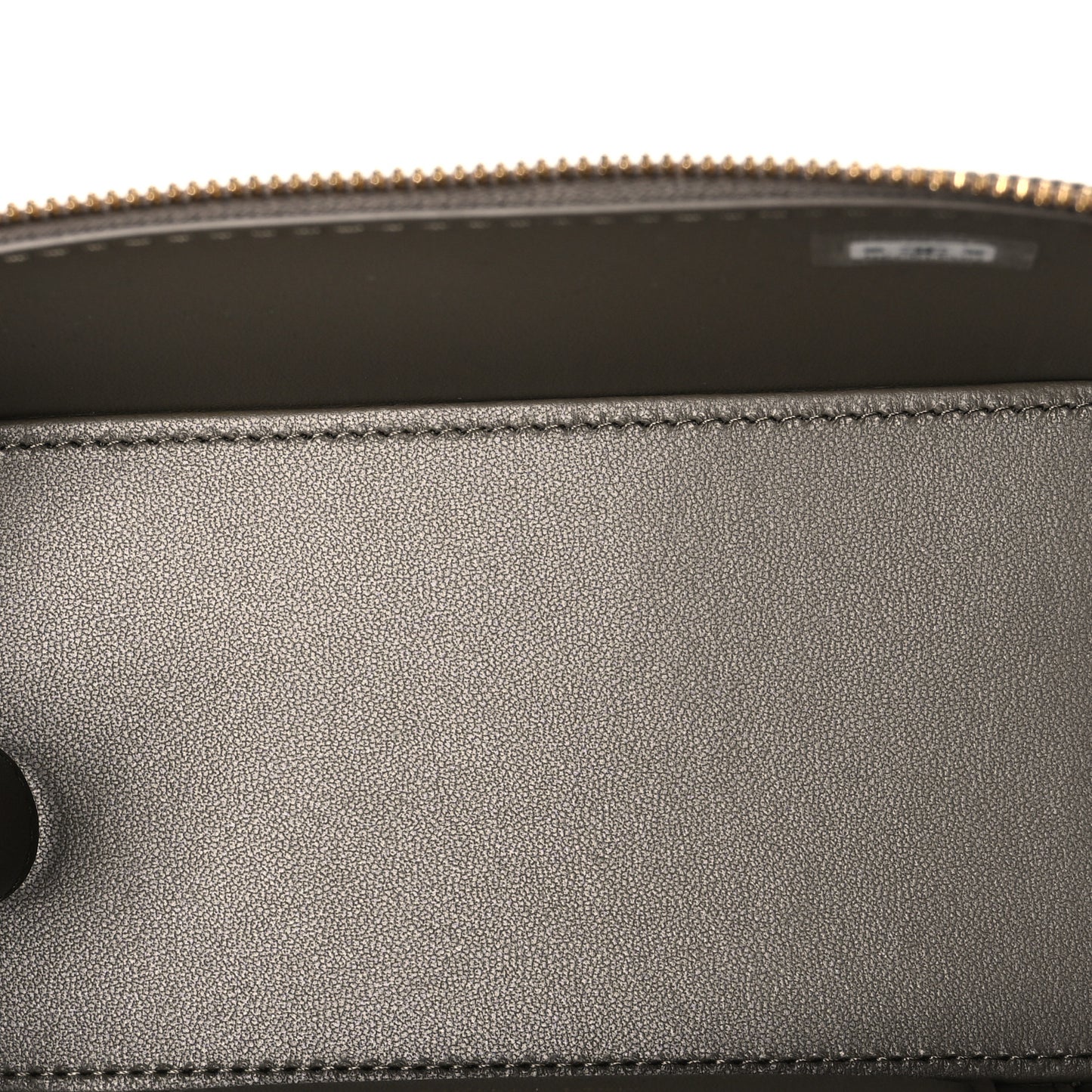 Calfskin Lizard Embossed Top Handle Vanity With Chain Dark Khaki