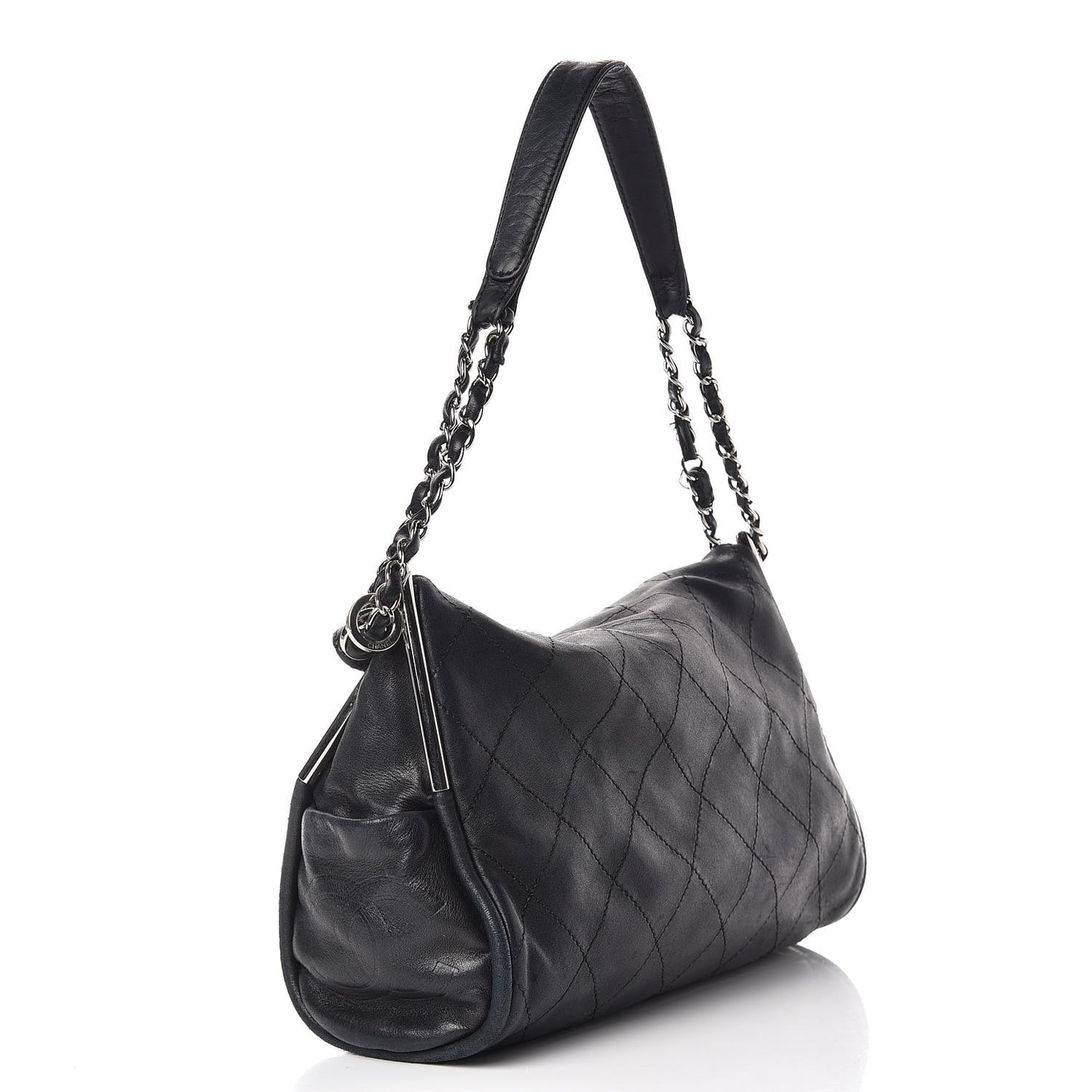 Lambskin Stitched Medium Ultimate Soft Tote Black