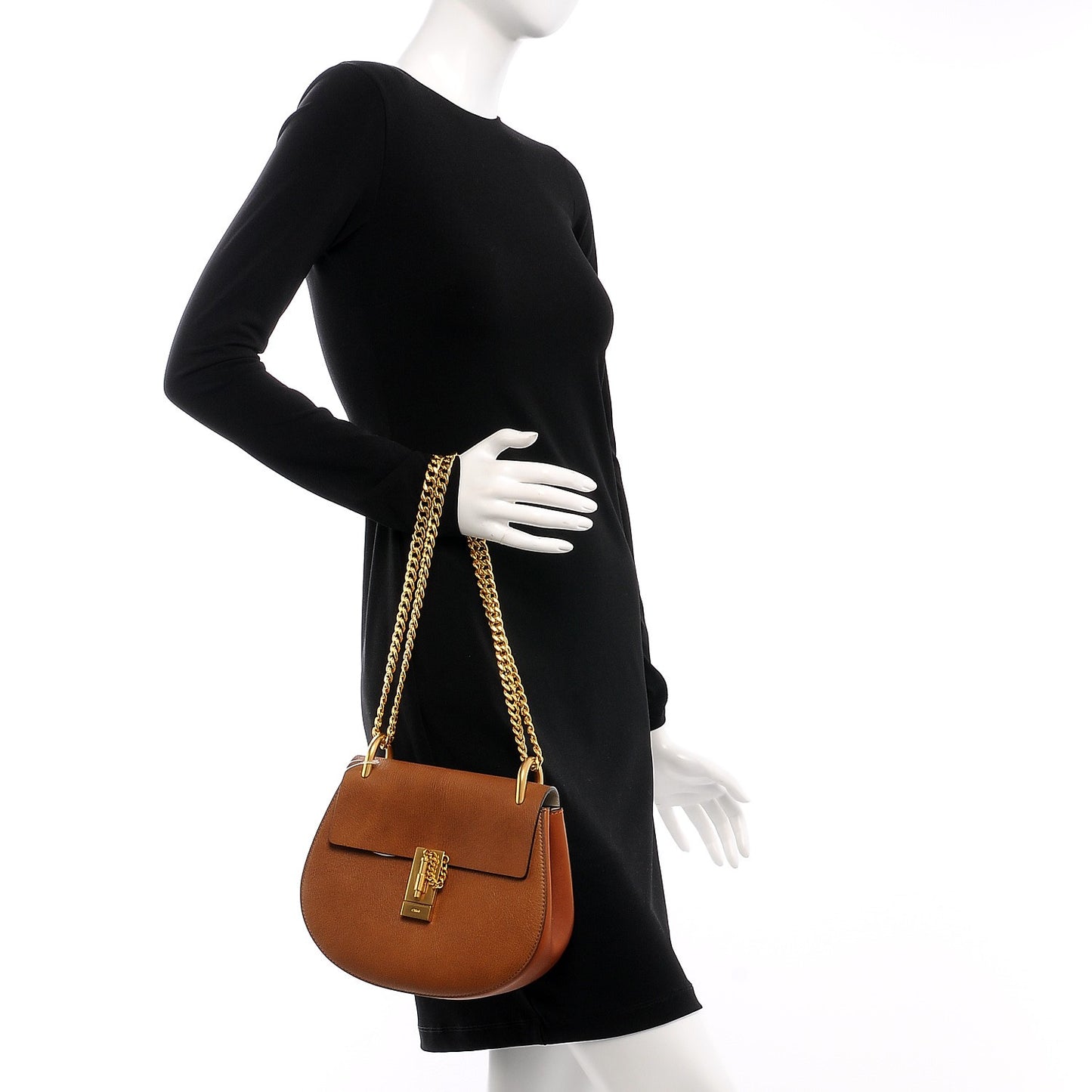 Grained Lambskin Drew Shoulder Bag Caramel