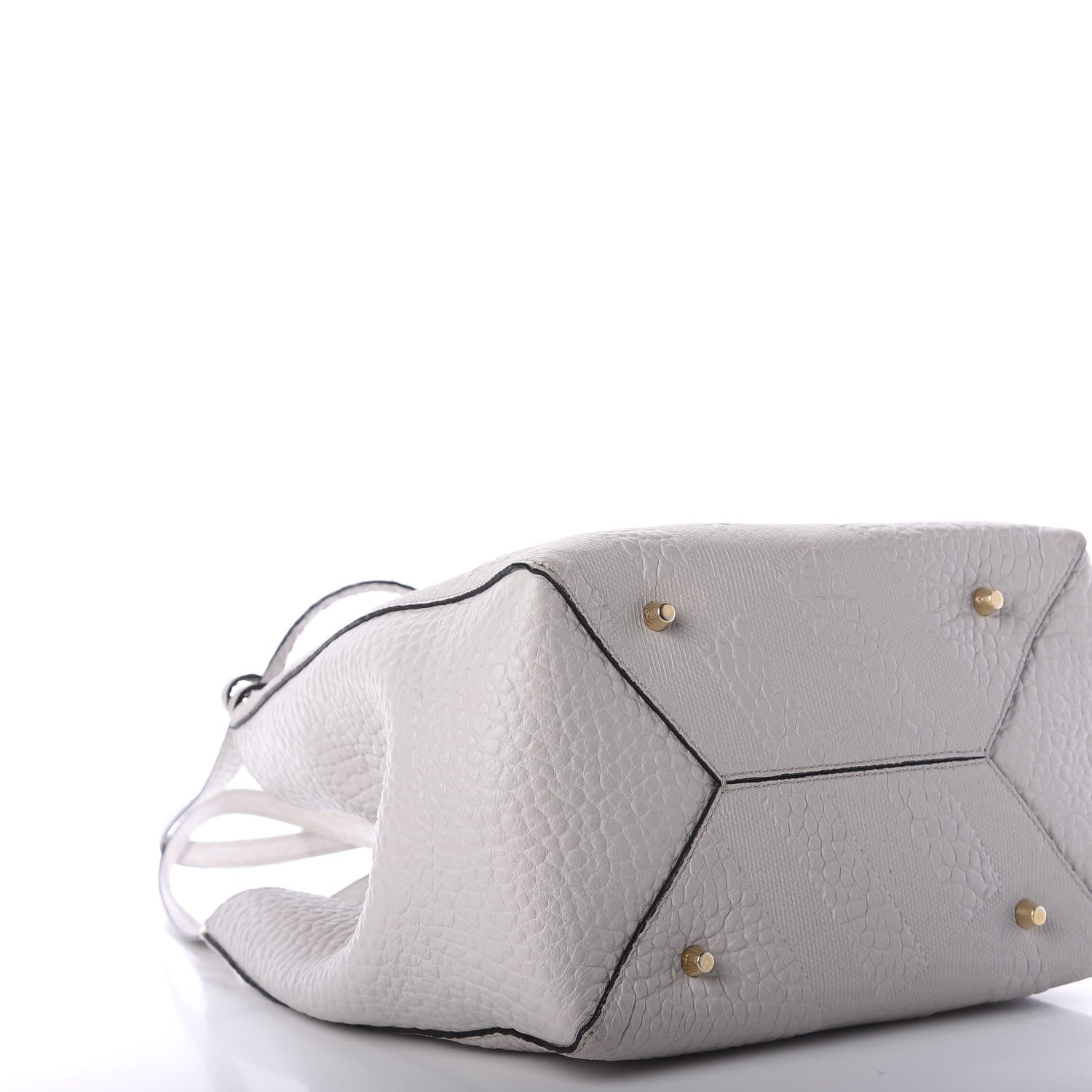 Burberry Signature Grain Calfskin Check Embossed Small Canterbury Tote Stone White 8 of 12