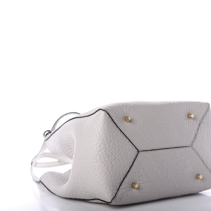 Burberry Signature Grain Calfskin Check Embossed Small Canterbury Tote Stone White 8 of 12