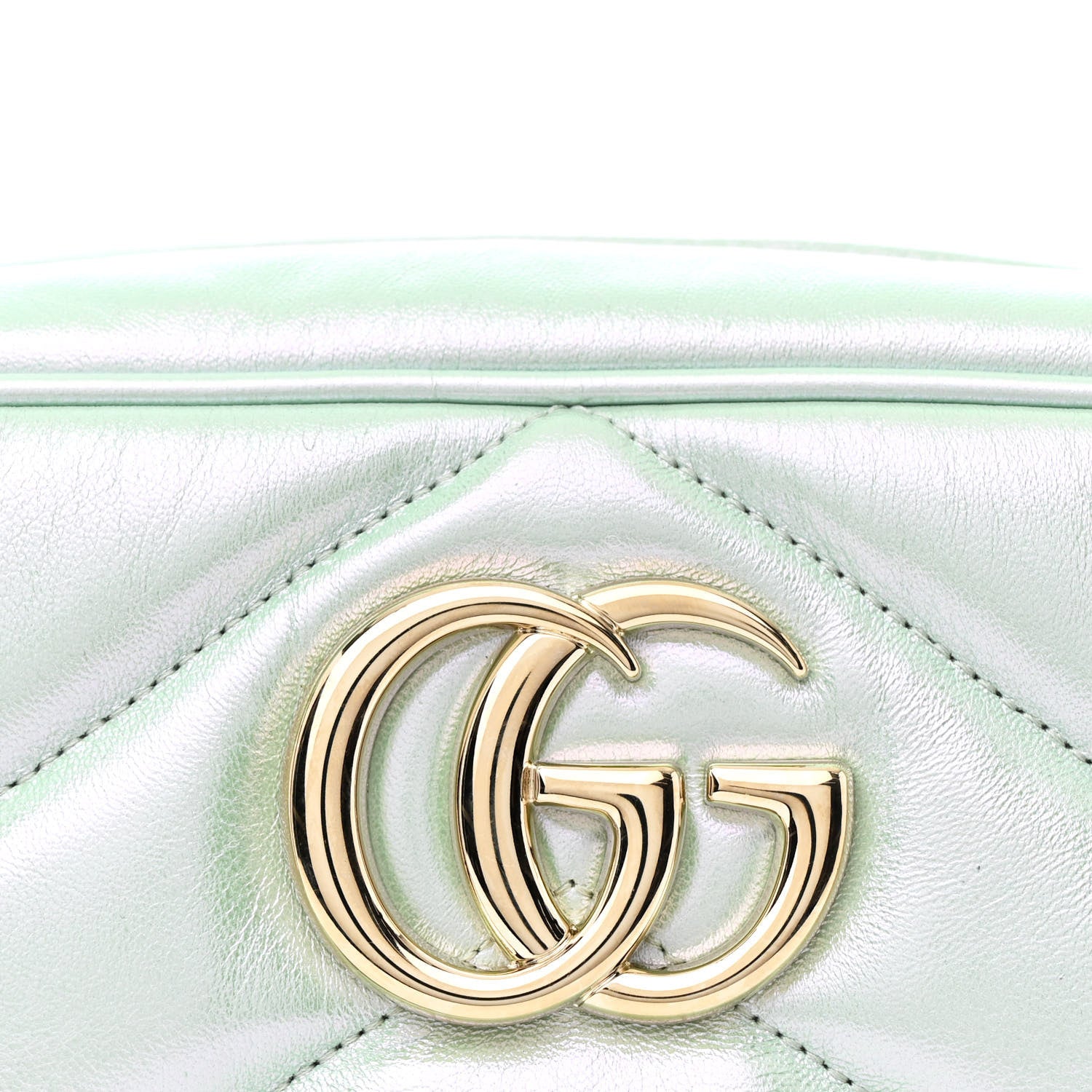 Gucci Iridescent Nappa Chevron Matelasse Small GG Marmont Chain Shoulder Bag Iridescent Salvy Green 8 of 10