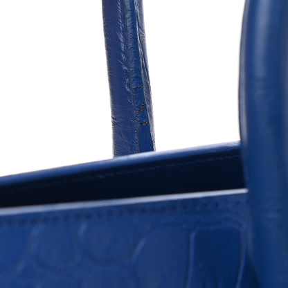 Saint Laurent Calfskin Crocodile Embossed Small Sac De Jour Royal Blue 10 of 12