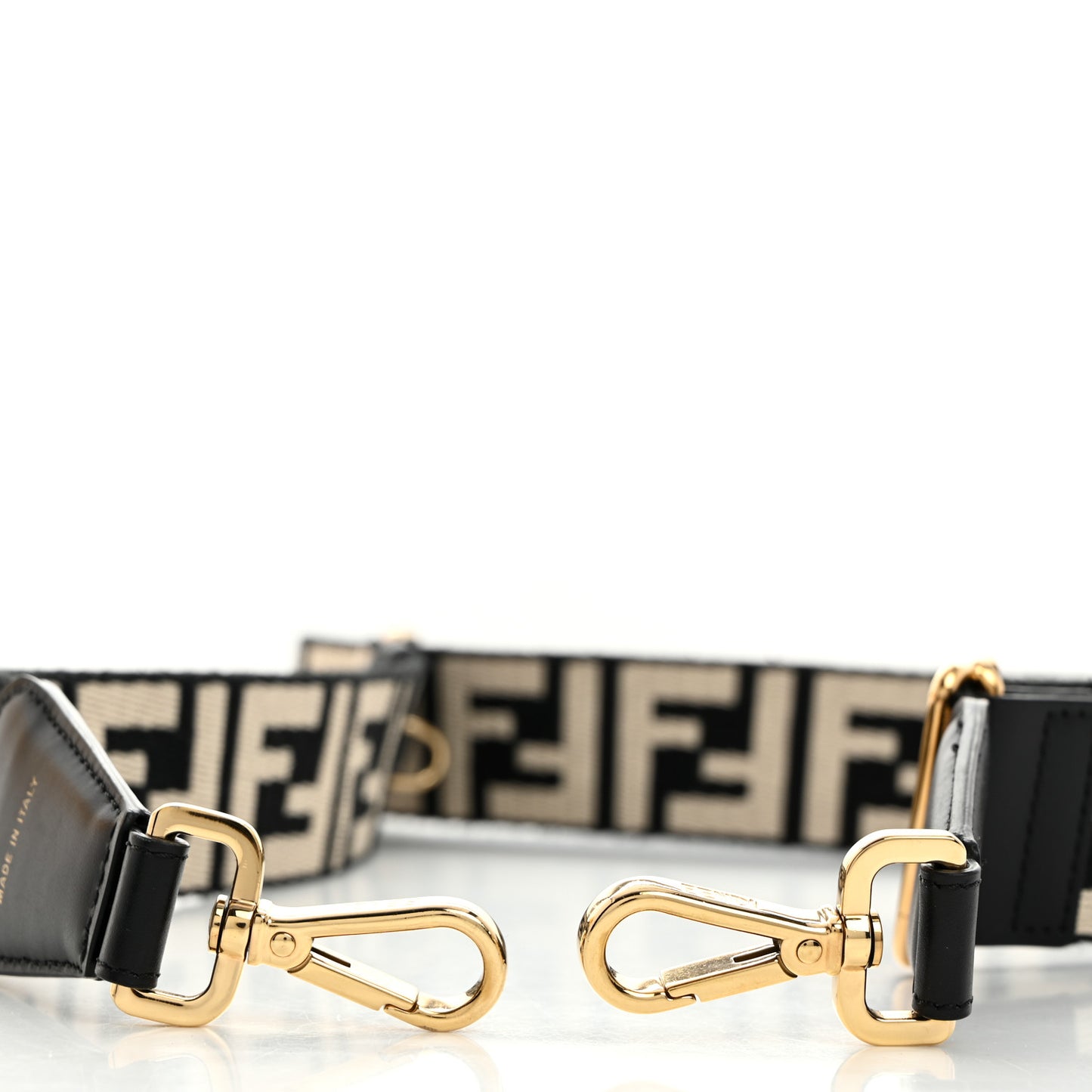 Jacquard Ribbon Vitello King FF Bi-Color Intreccio Adjustable Strap You Black White