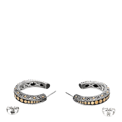 John Hardy Sterling Silver 18K Yellow Gold Dot Gypsy Hoop Earrings 3 of 4