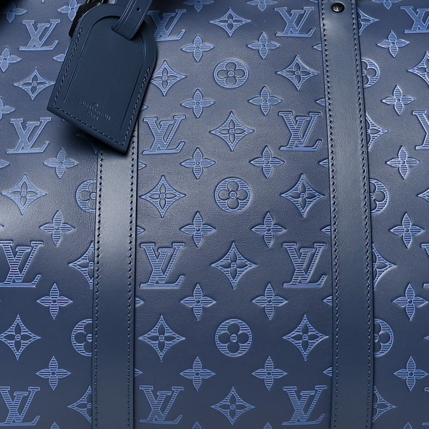 Calfskin Monogram Shadow Keepall Bandouliere 50 Navy