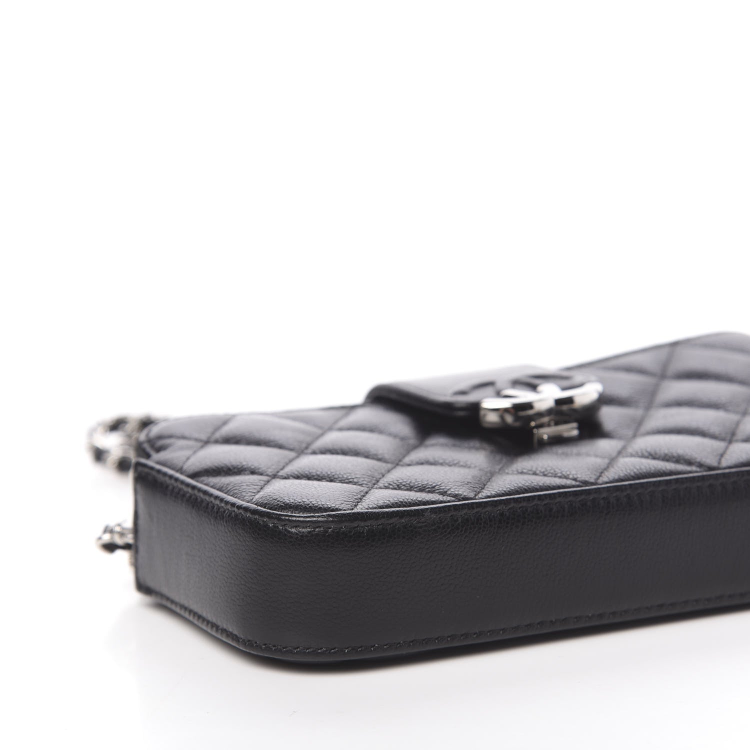 Chanel Grained Calfskin Quilted CC Box Clutch With Chain Black 11 of 14