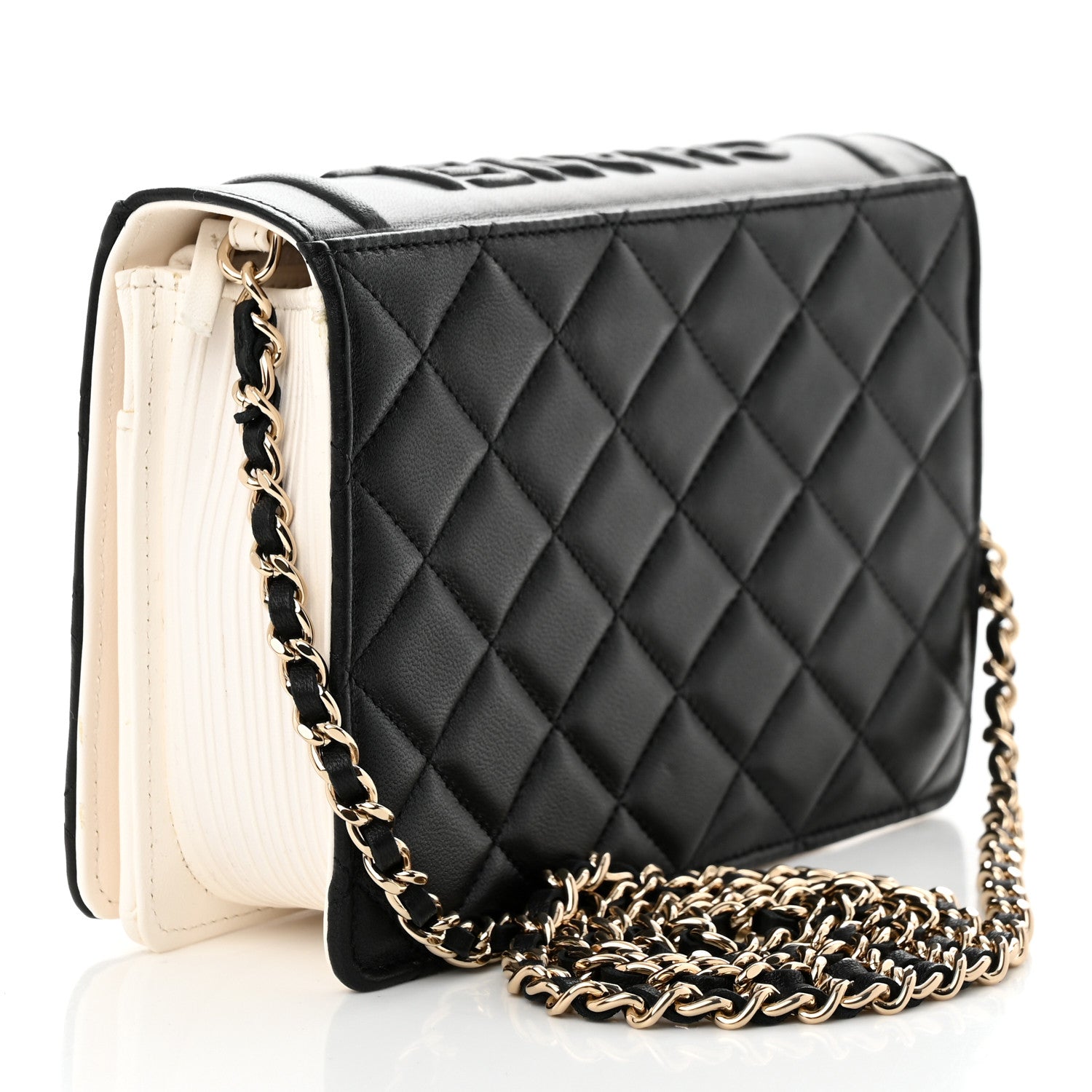 Chanel Lambskin Quilted Book Wallet On Chain WOC Black 3 of 12