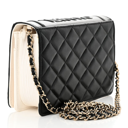 Chanel Lambskin Quilted Book Wallet On Chain WOC Black 3 of 12