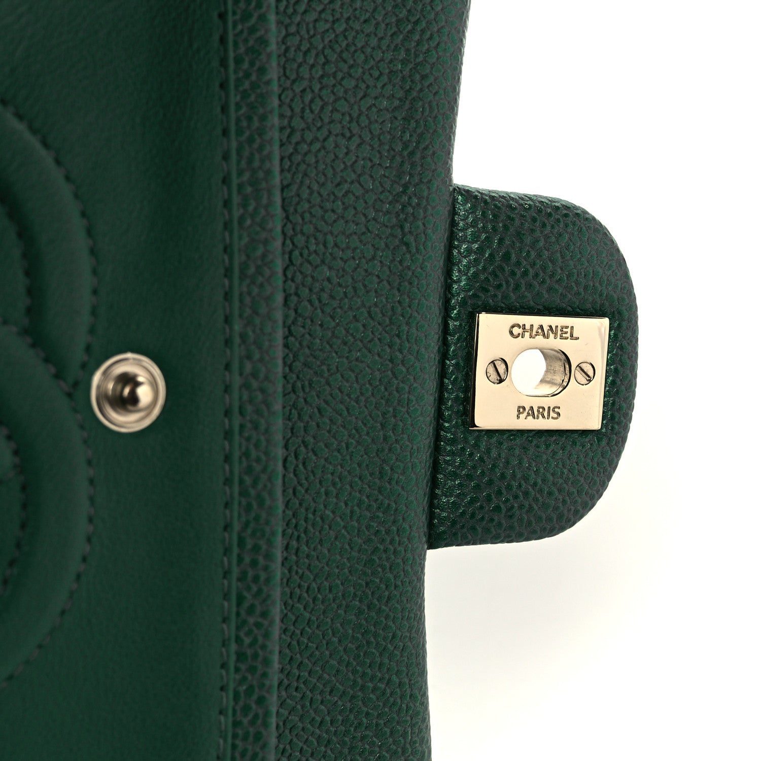 Chanel Metallic Caviar Quilted Medium Double Flap Green 7 of 11