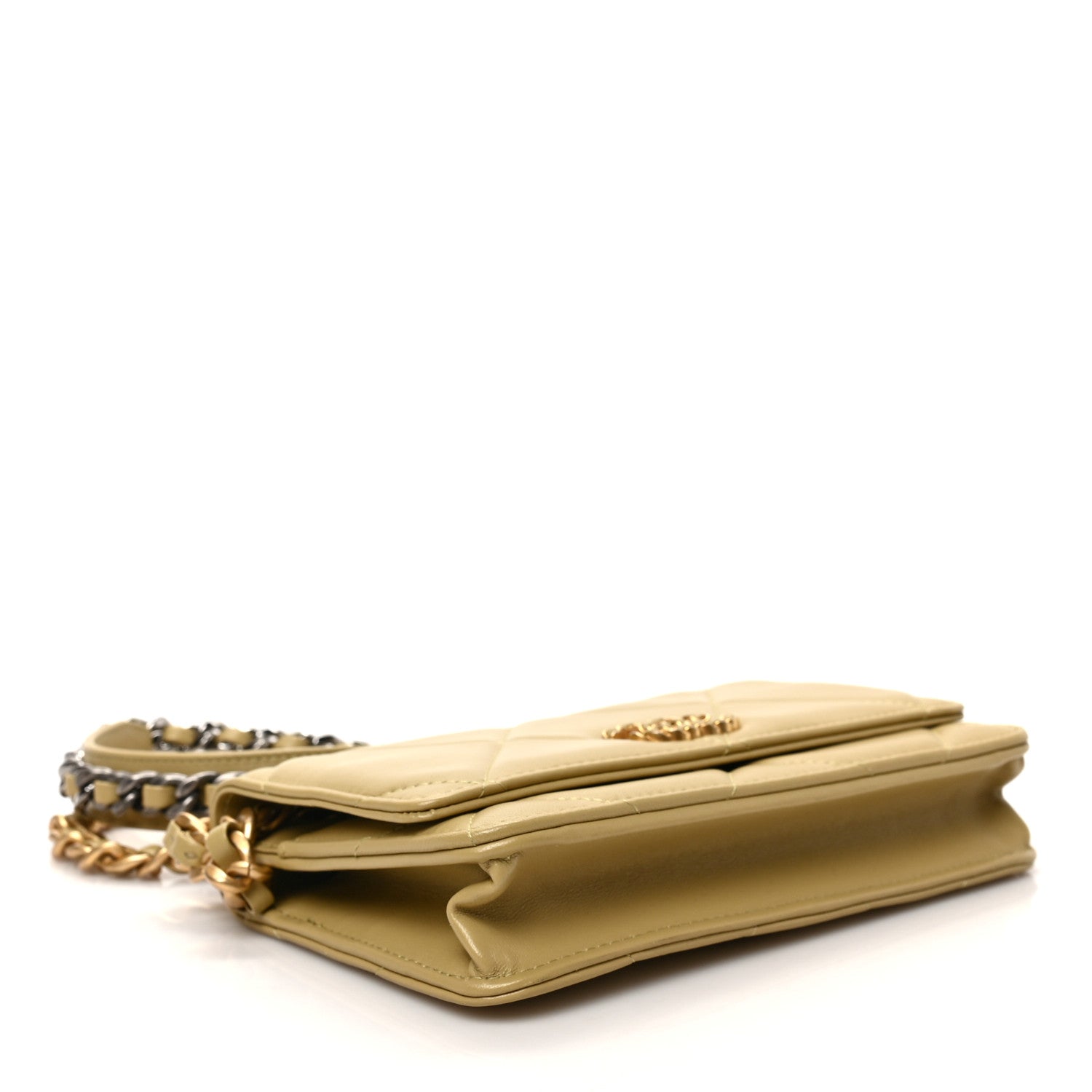 Chanel Lambskin Quilted Chanel 19 Wallet On Chain WOC Light Green 4 of 9