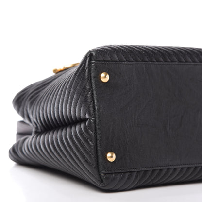 Chanel Wrinkled Lambskin Chevron Quilted Surpique Tote Black 6 of 10
