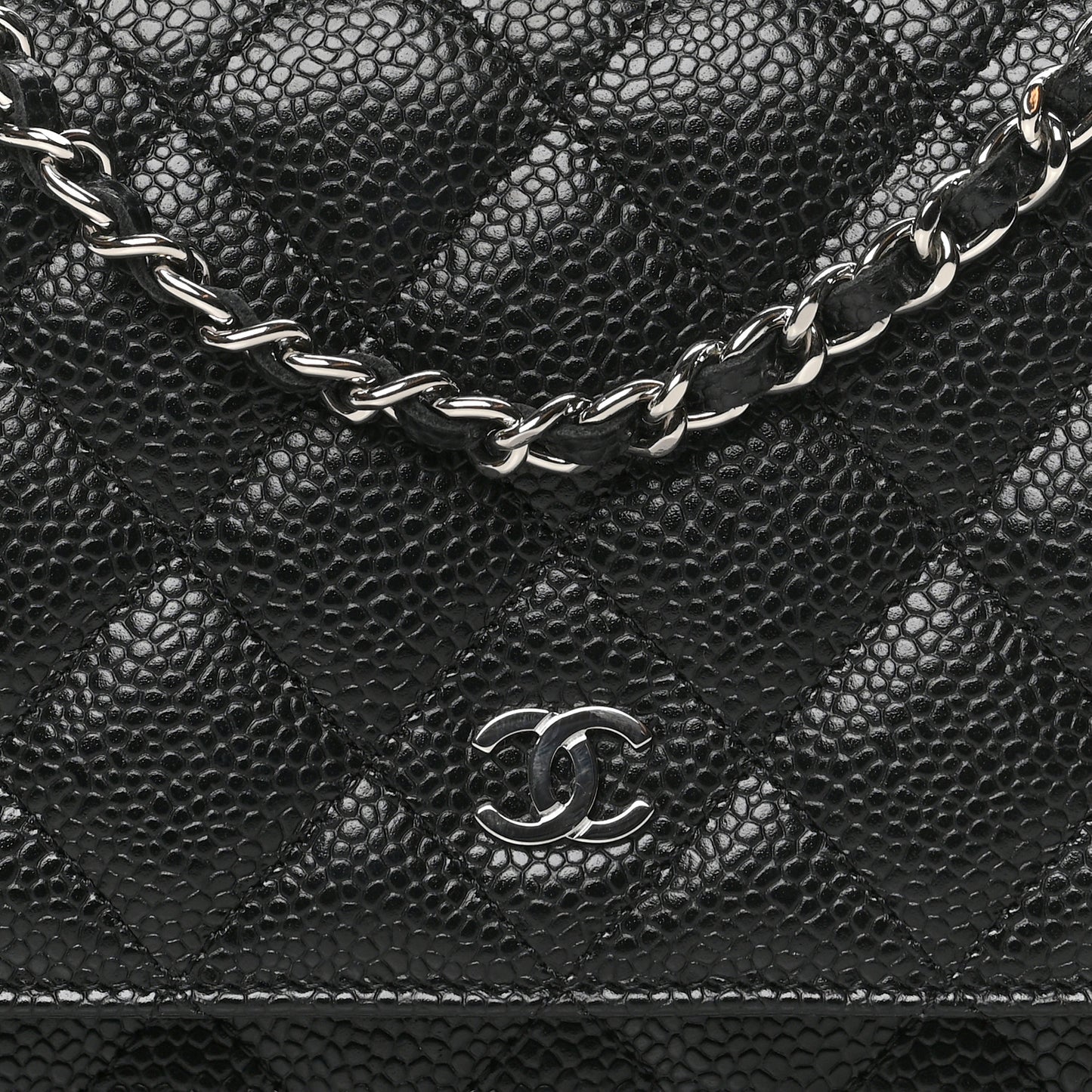 Caviar Quilted Wallet On Chain WOC Black