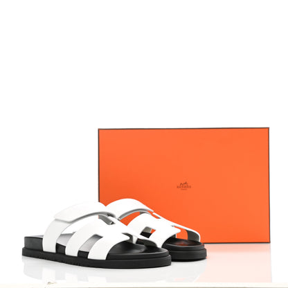 Hermes Calfskin Womens Chypre Sandals 41 White 9 of 9