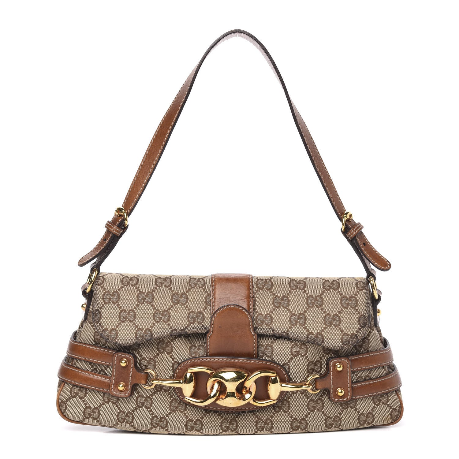 Gucci Monogram Horsebit Chain Flap Shoulder Bag 1 of 16