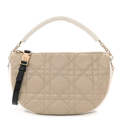 Christian Dior Lambskin Cannage Medium Dior Vibe Hobo Bag Beige 1 of 8