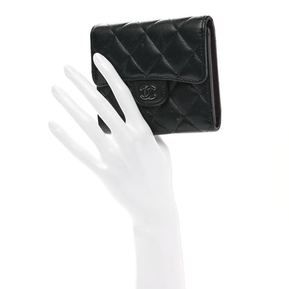 Chanel Lambskin Quilted Small Compact Wallet Black 2 of 12