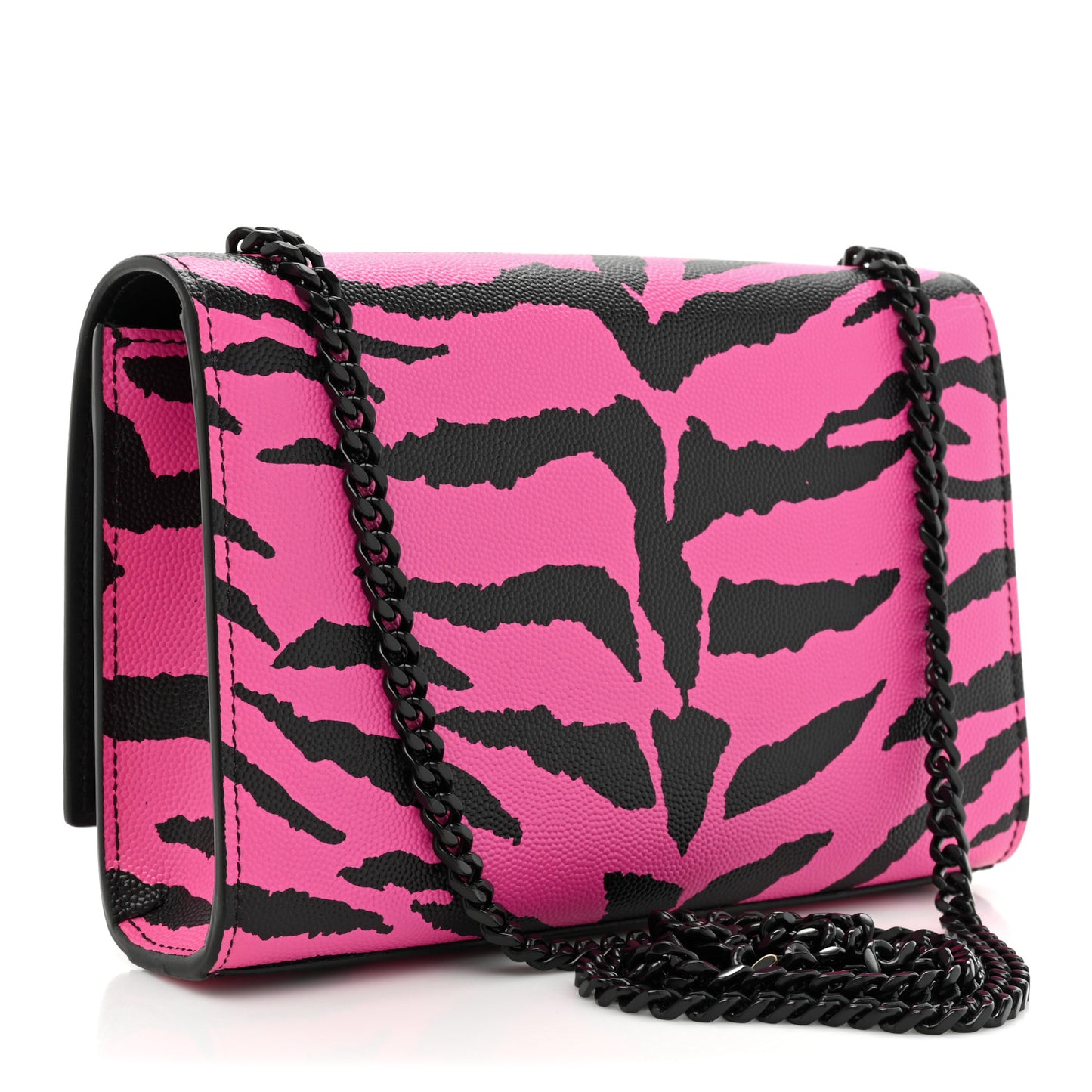 Grain De Poudre Zebra Print Small Monogram Kate Satchel Fuxia Black
