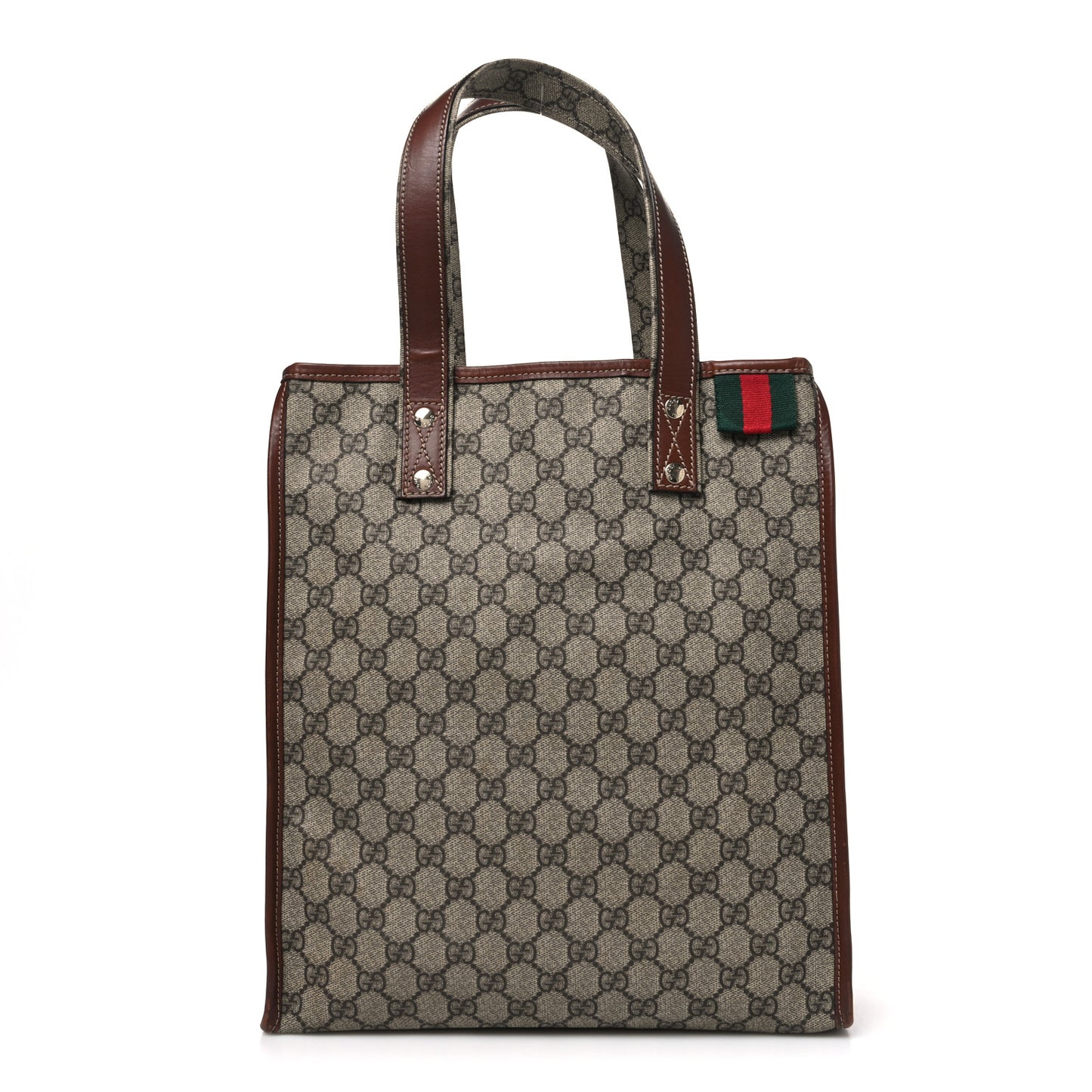 GG Plus Monogram Small Signature Web Loop Vertical Tote Light Brown