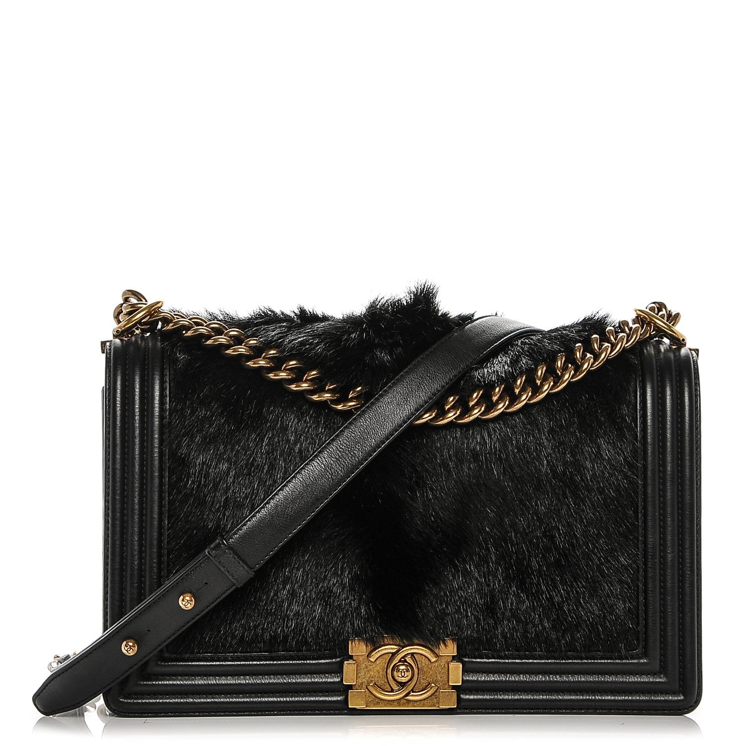 Chanel Goat Hair New Medium Celtic Boy Flap Black 1 of 8