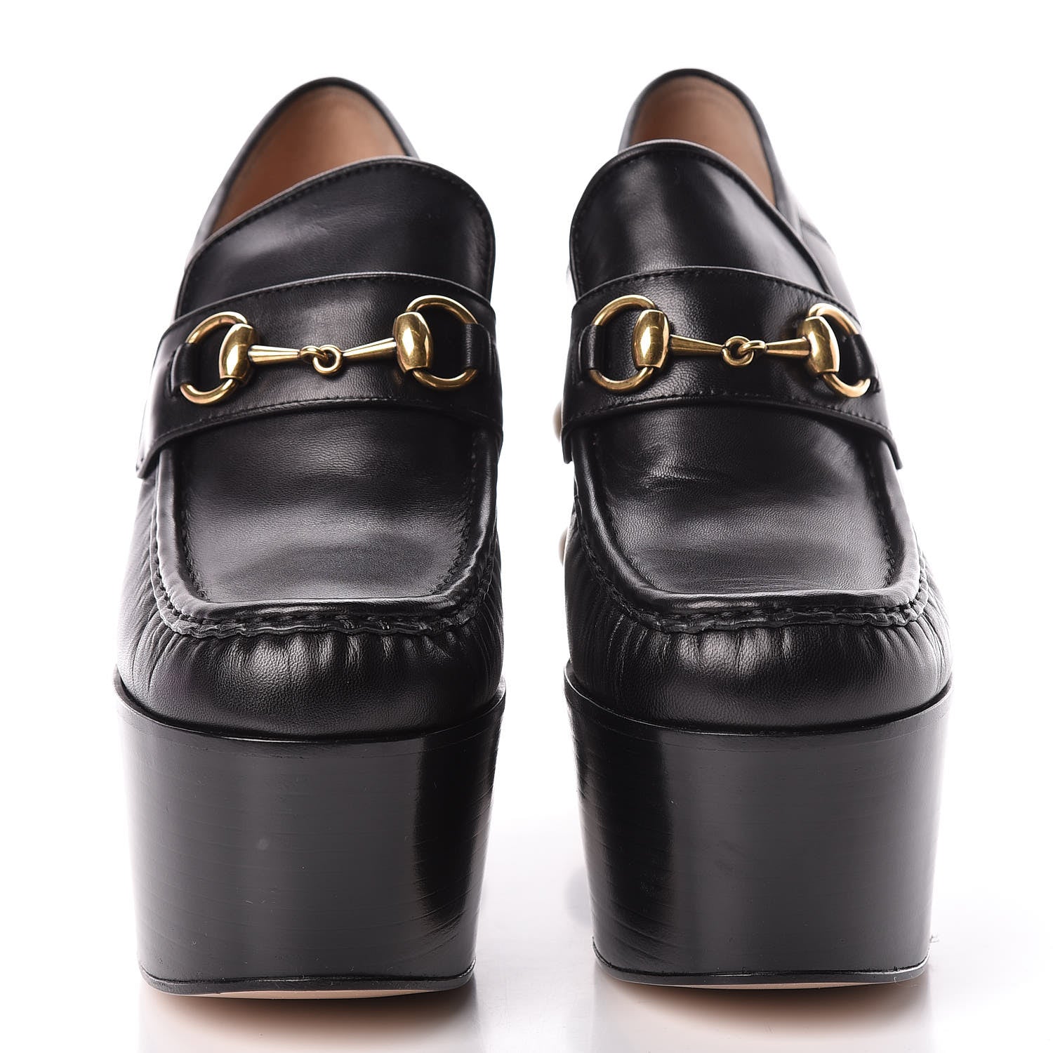 Gucci Malaga Kid Pearl Studded Vegas Platform Loafers 38.5 Black 2 of 8