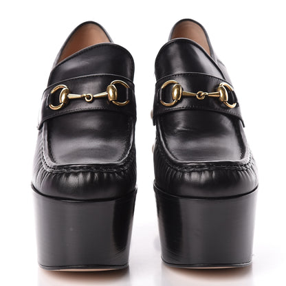 Gucci Malaga Kid Pearl Studded Vegas Platform Loafers 38.5 Black 2 of 8
