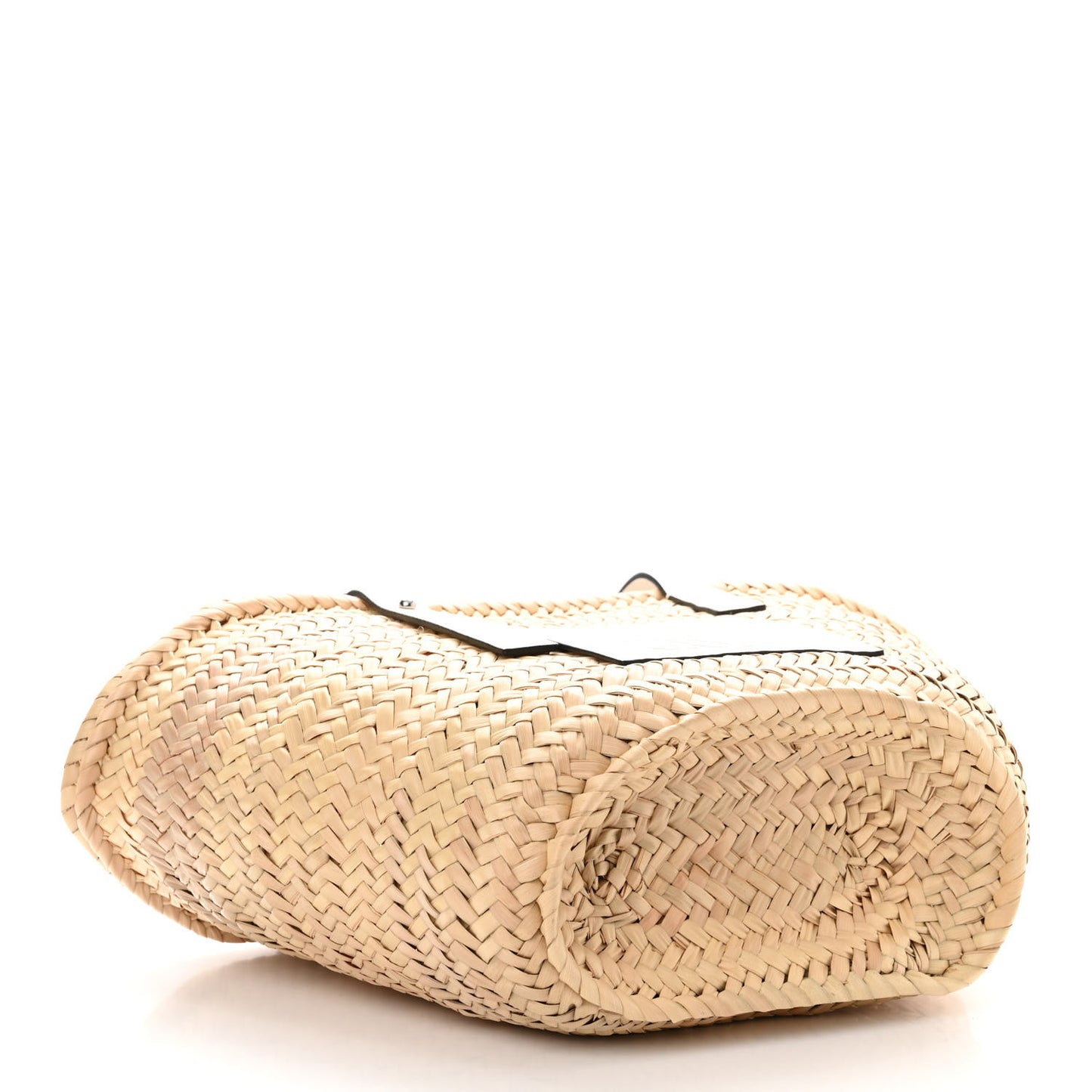 Raffia Medium Basket Tote Bag Natural White