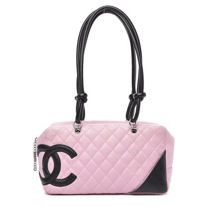 Chanel Calfskin Quilted Large Cambon Bowler Pink Black 1 of 14