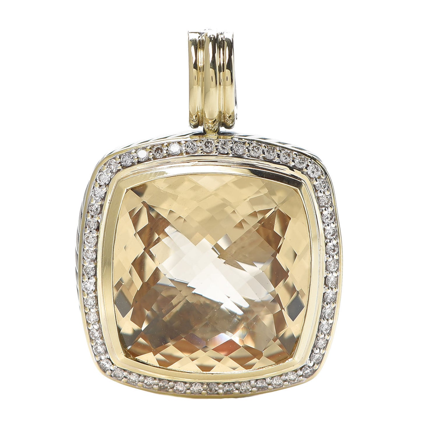 Sterling Silver 18K Gold Diamond Champagne Citrine 20mm Albion Enhancer Pendant