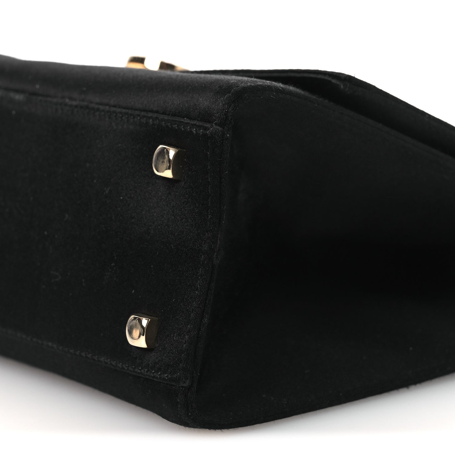 Satin Crystal Gancini Chain Flap Bag Black