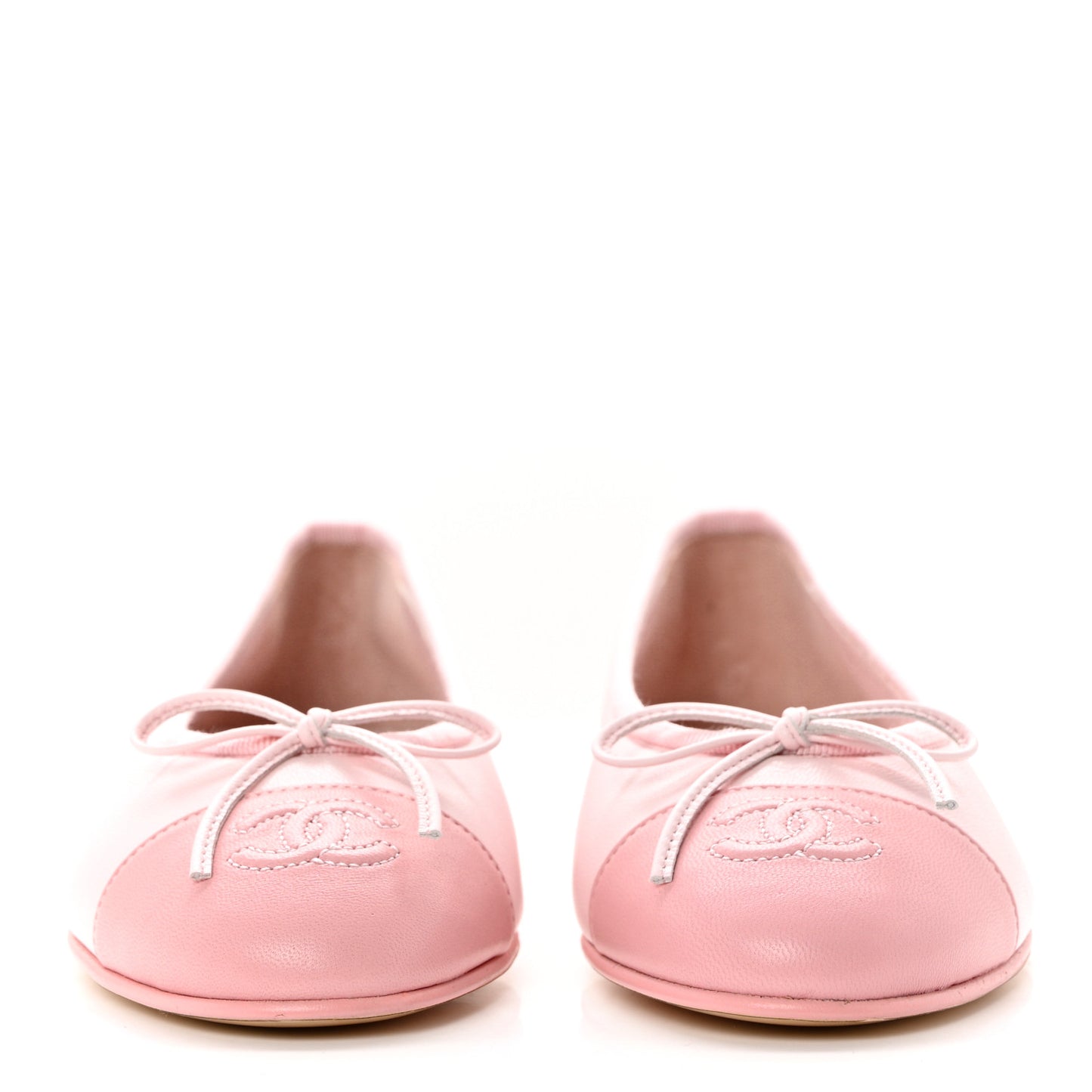 Lambskin CC Cap Toe Ballerina Flats 36 Pink Light Pink