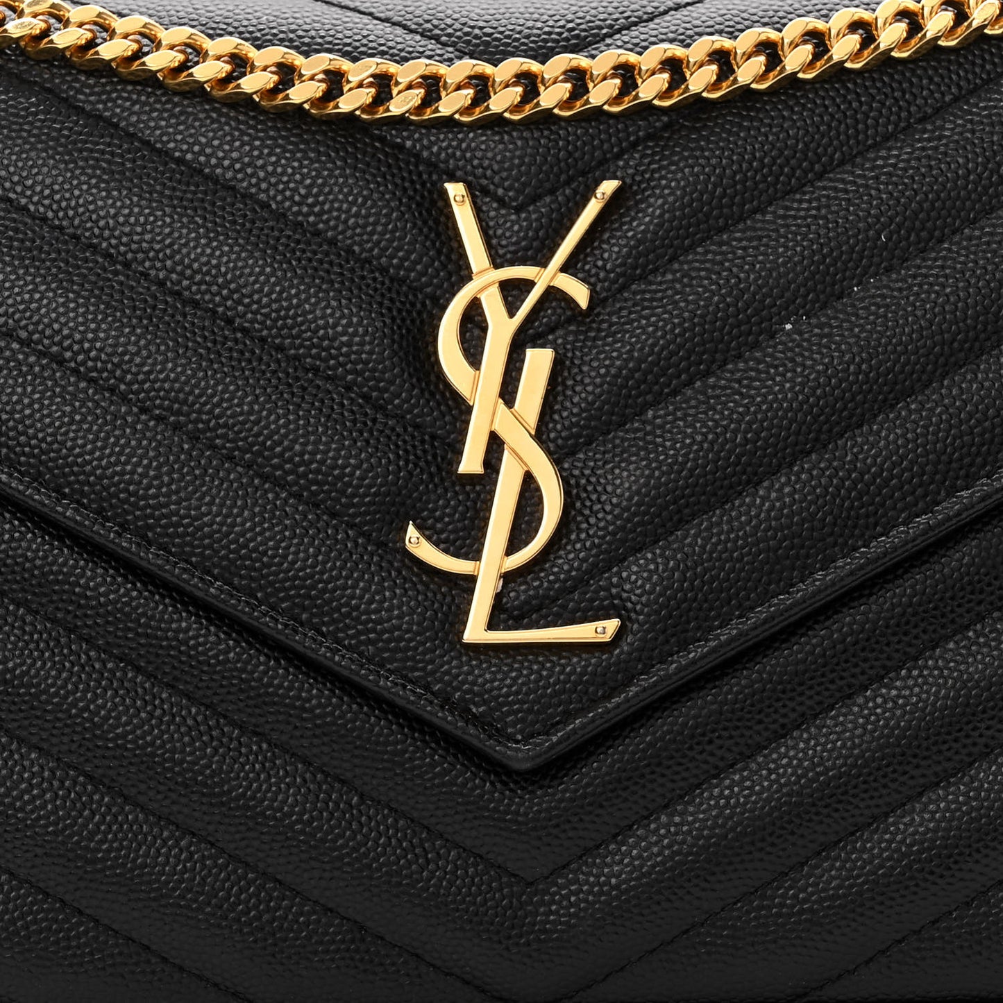 Grain De Poudre Matelasse Chevron Monogram Chain Wallet Black