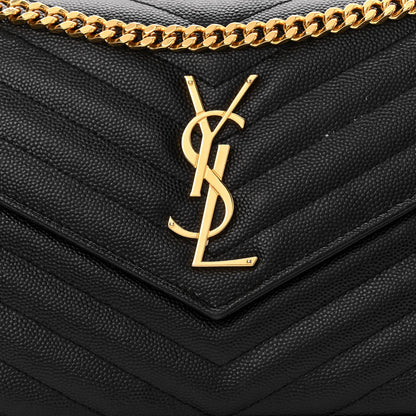 Saint Laurent Grain De Poudre Matelasse Chevron Monogram Chain Wallet Black 8 of 11
