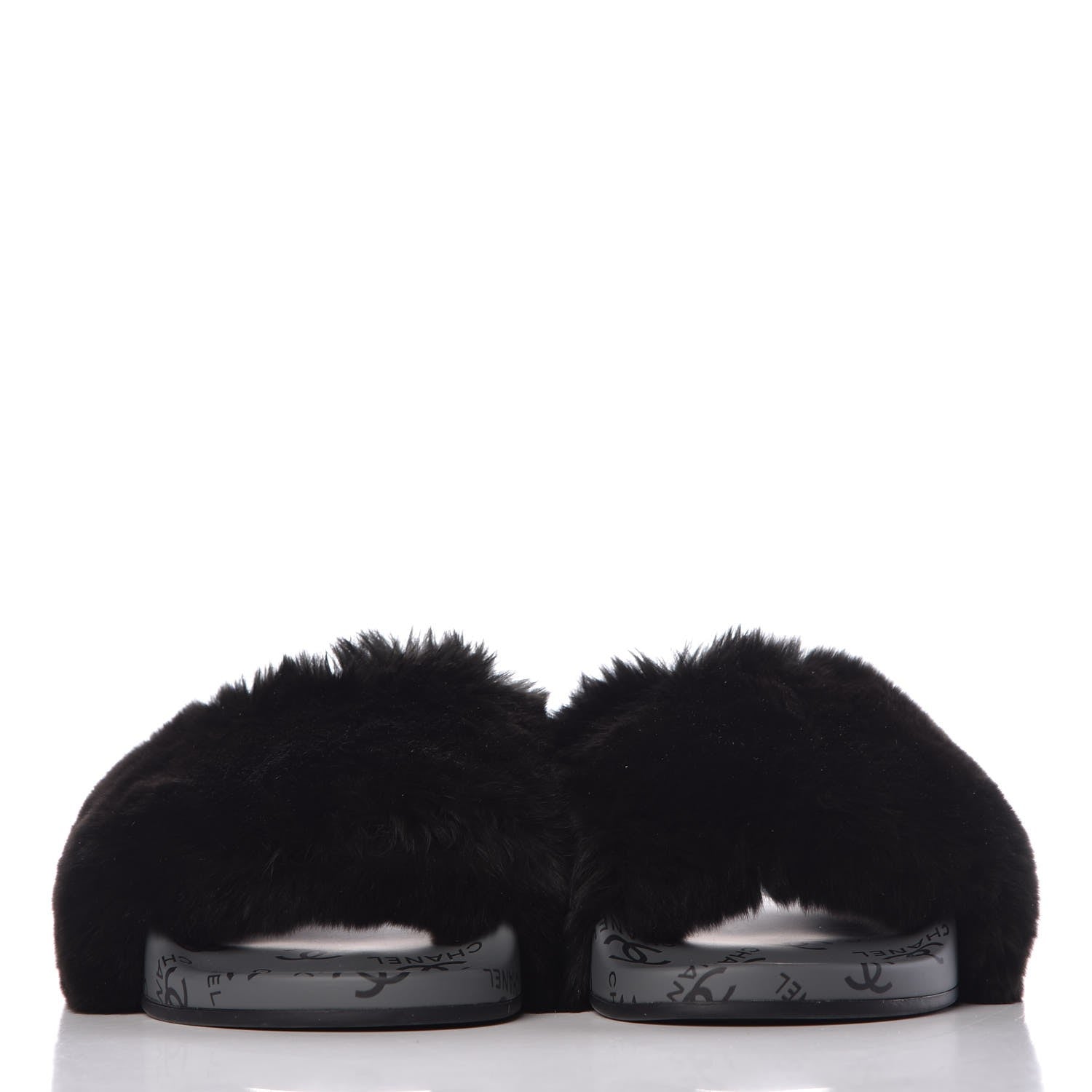 Chanel Orylag Fur Flat Sandals 37 Dark Grey 2 of 8