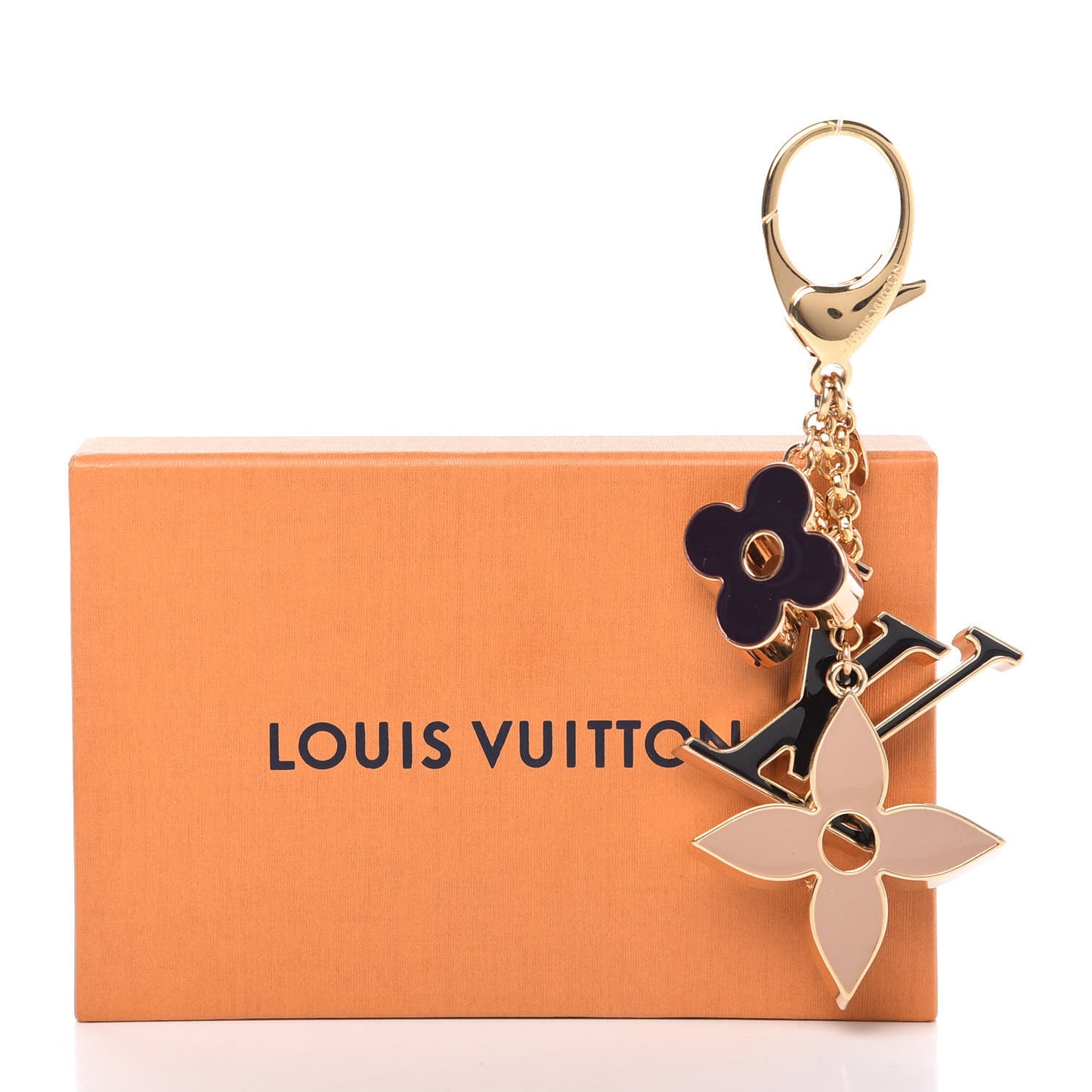 Fleur De Monogram Bag Charm Dore