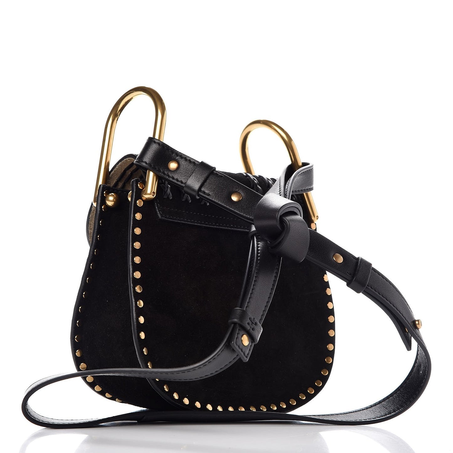 Suede Calfskin Braided SMini Hudson Shoulder Bag Black