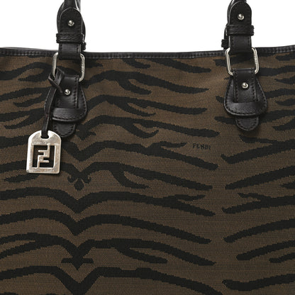 Fendi Canvas Tiger Print Tote Brown 7 of 11