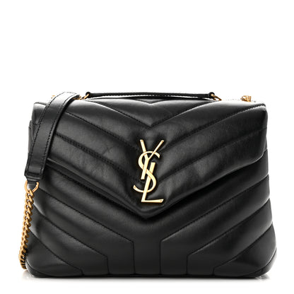 Saint Laurent Calfskin Y Quilted Monogram Small Loulou Chain Satchel Black 1 of 18