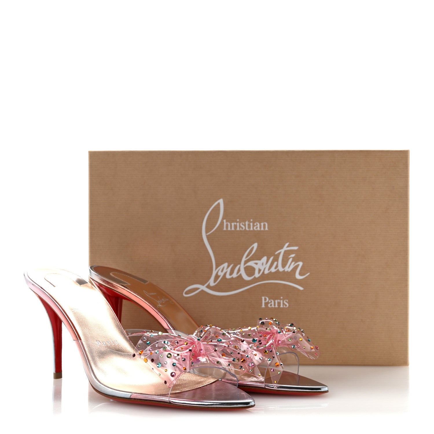 Christian Louboutin PVC Crystal Aqua Strass 80 Mules 41 Silver Multicolor 9 of 9