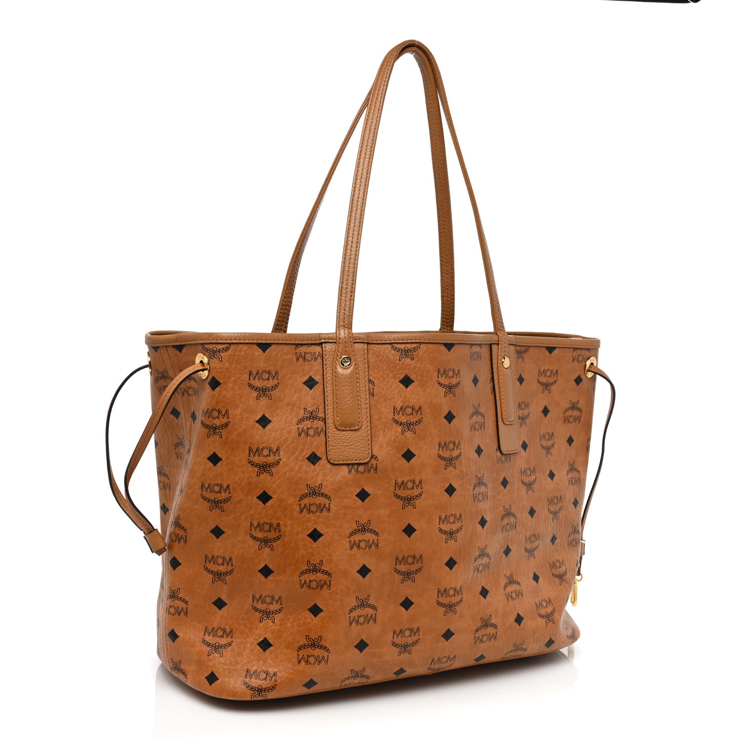 MCM Visetos Medium Liz Reversible Shopper Tote Cognac 5 of 23