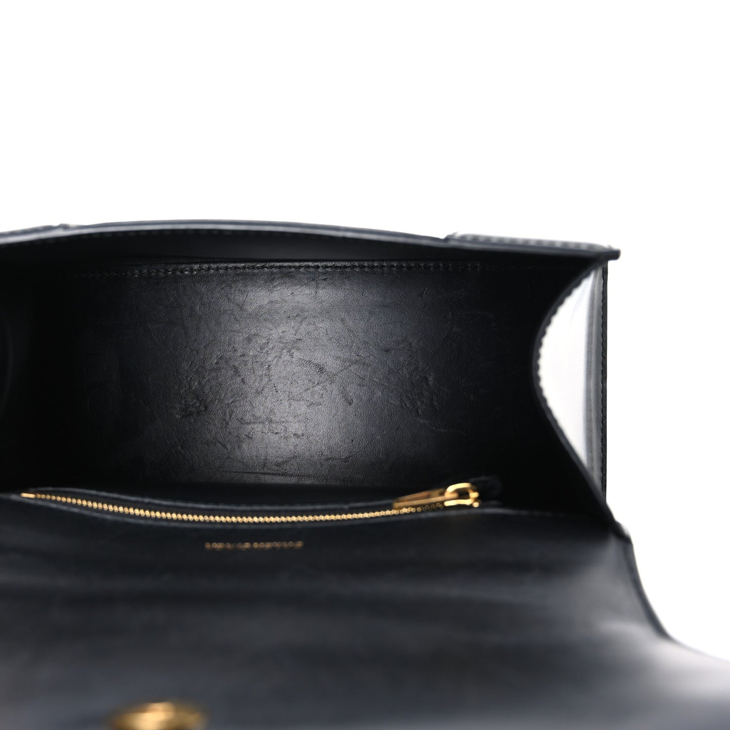 Shiny Box Calfskin Small Hourglass Top Handle Bag Black